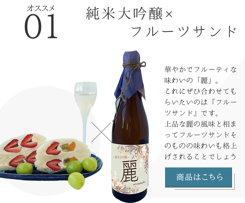おすすめ1純米大吟醸とフルーツサンド